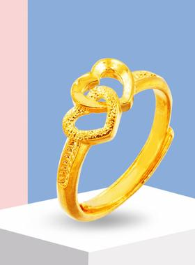 民族风双爱心镀金女指饰