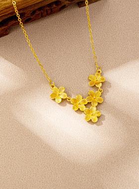 复古越南沙金拉丝锁骨链女