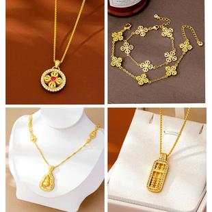 越南沙金葫芦金刚杵貔貅吊坠女久不掉色韦 黄铜肖邦项链子 雪同款