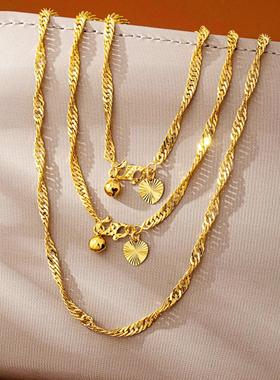 水波纹项链沙金手链套装