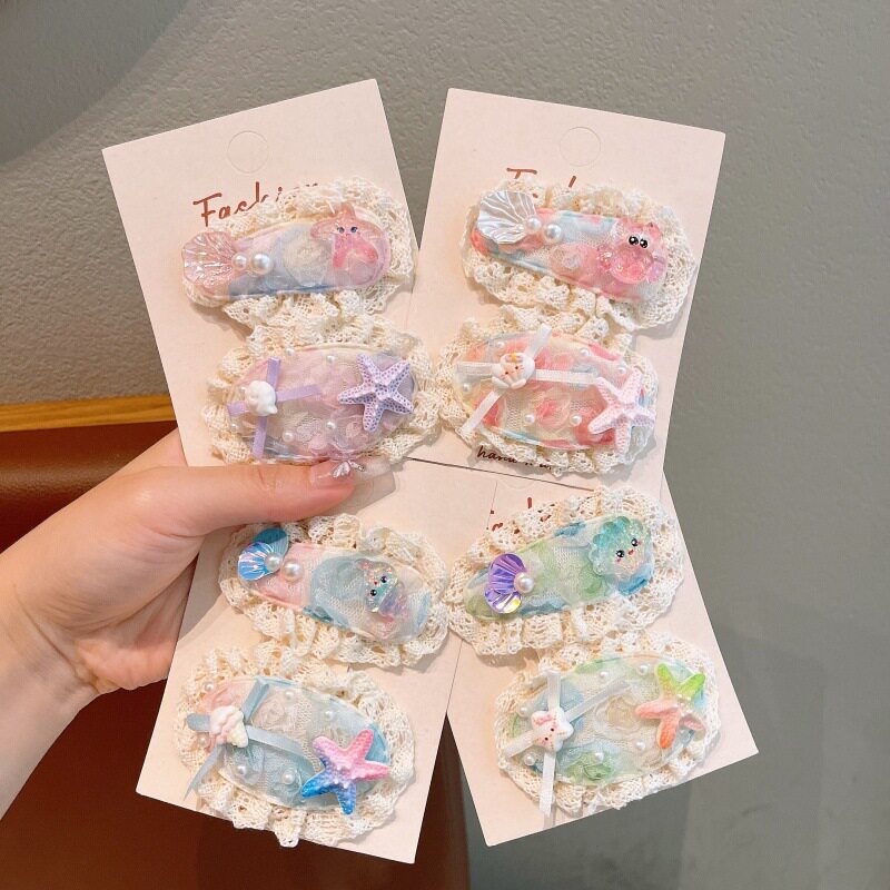 宝宝BB夹蕾丝布艺日韩版碎发发卡卡通儿童可爱侧边女童发夹不伤发