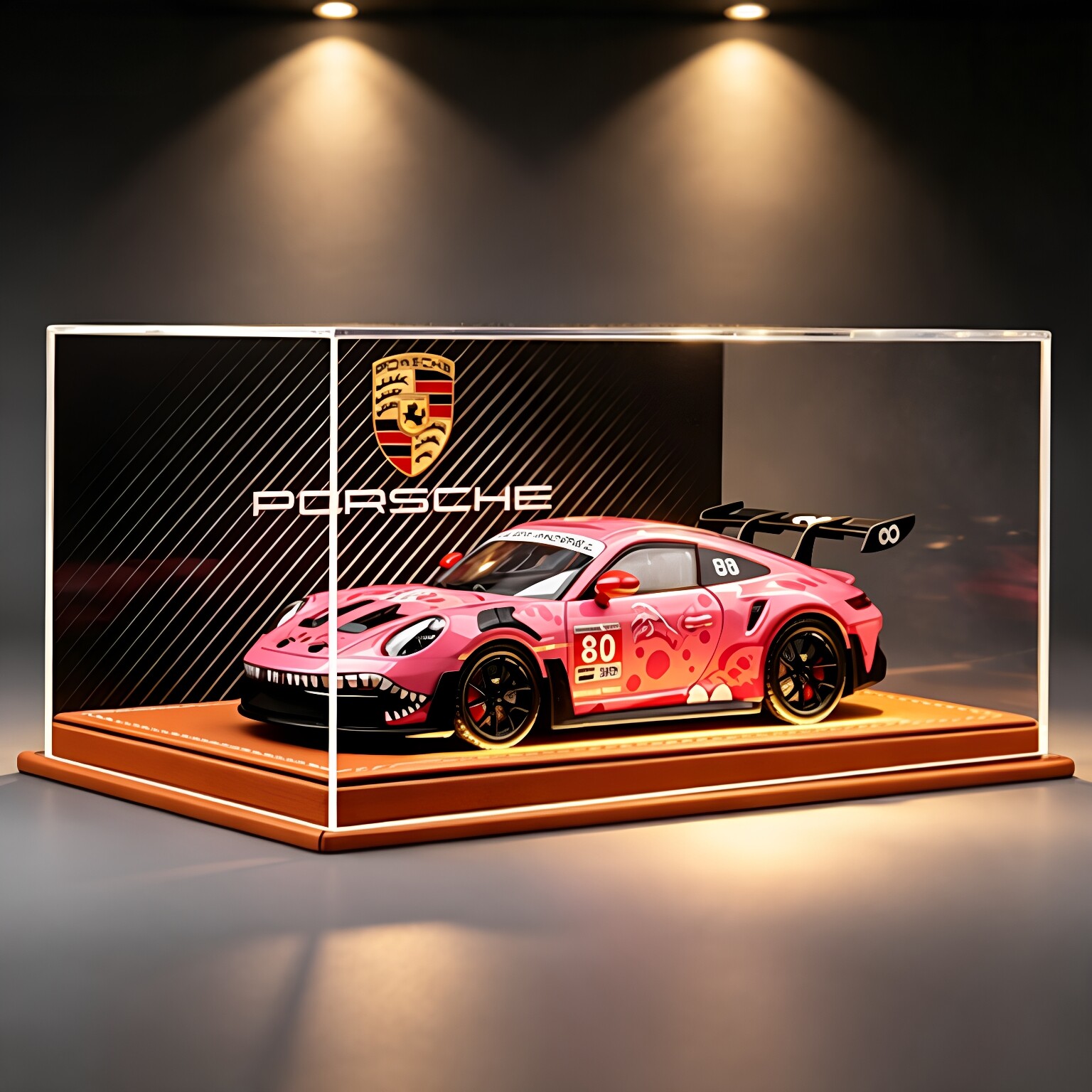 德国保时捷911 GT3  R粉恐龙涂装拉花版合金跑车模型仿真汽车收藏