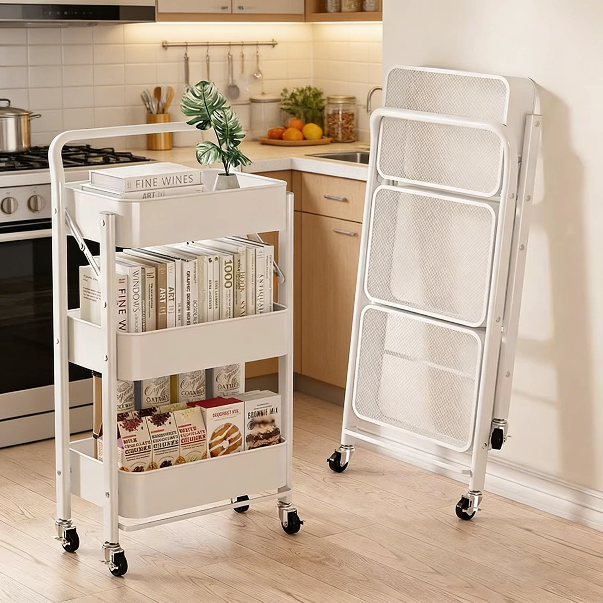 德国小推车置物架厨房落地多层卧室书本移动婴儿玩具零食储收纳架