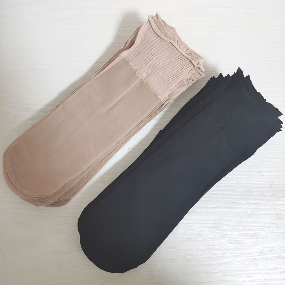 夏款丝袜短款女薄款防勾丝月子春秋老人松口袜黑色荷叶边夏天袜子