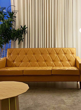 日本karimoku原装进口欧式复古小户型实木布艺三人位沙发皮革客厅