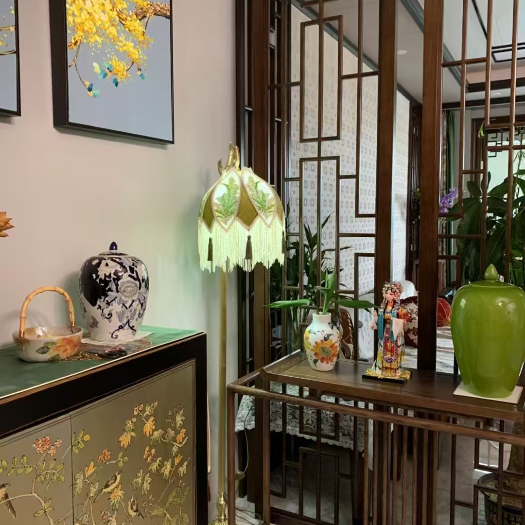 黃銅氛圍釣魚裝飾落地燈復古