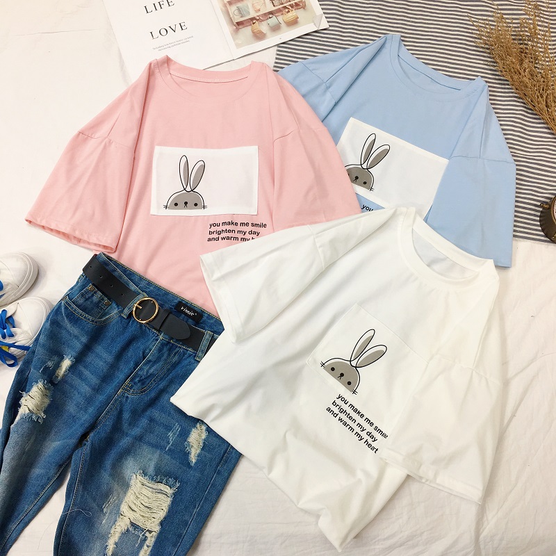 网红同款衣服女短袖t恤2018新款夏季怪味少女上衣嘻哈闺蜜装ins潮