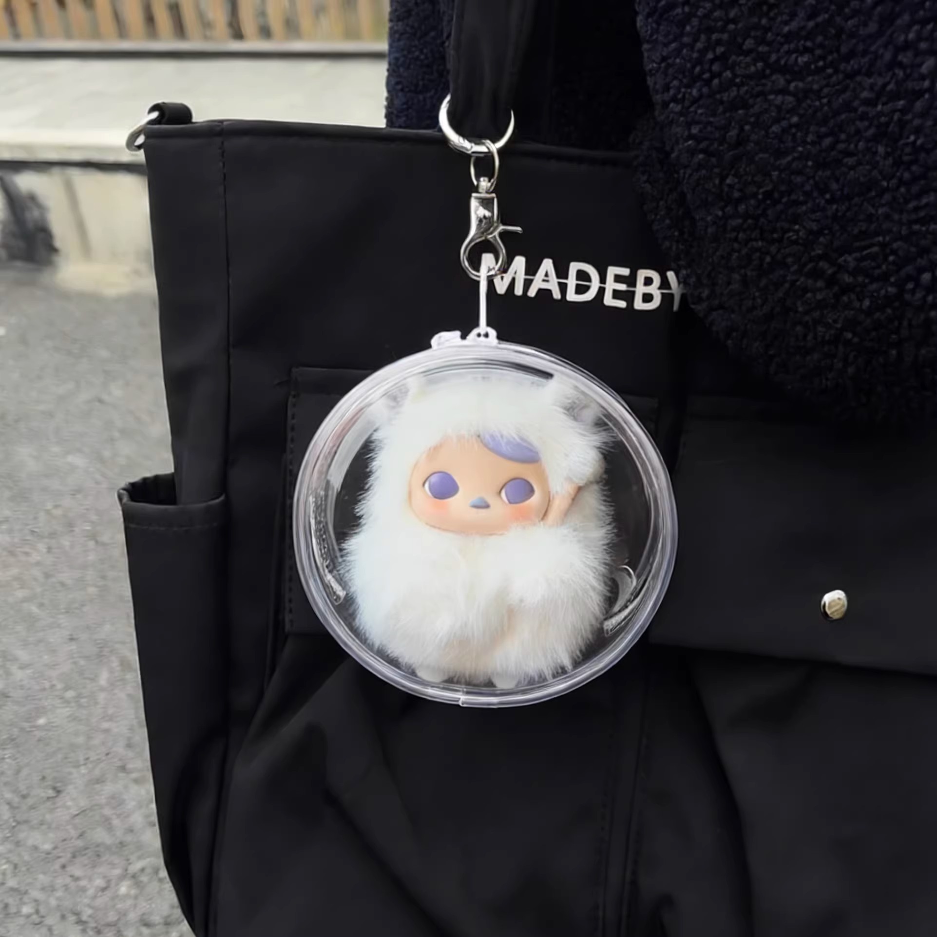 毕奇敲敲系列透明遛娃包泡泡玛特木鱼娃收纳防尘展示包透明遛娃包图片