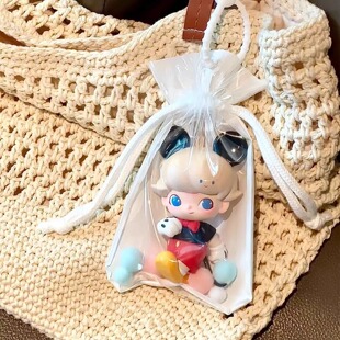 泡泡玛特dimoo盲盒高透版锦囊保护套10cm娃包手办挂件罩展示痛包