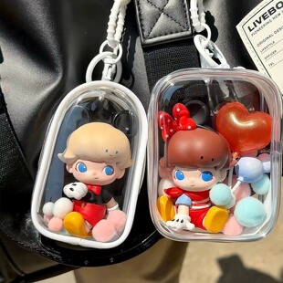 DIMOO迪士尼遛娃包盲盒泡泡玛特娃娃公仔手办痛包挂件保护套10cm