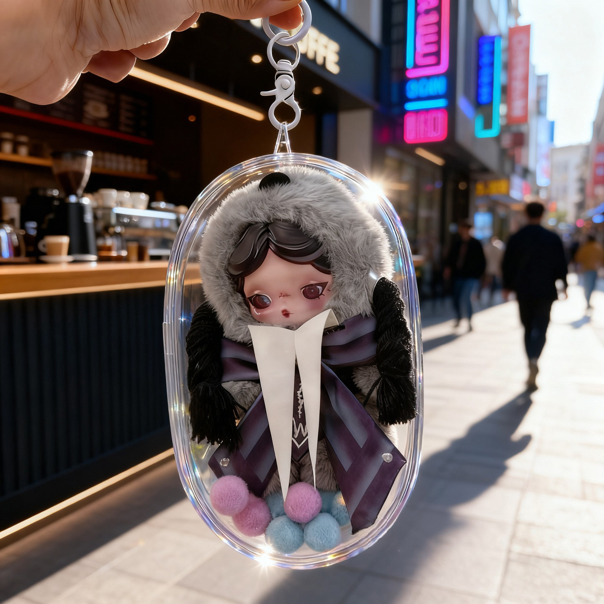 SKULLPANDA×星期三毛绒公仔奈弗莫尔学院校服版罩透明娃包保护套
