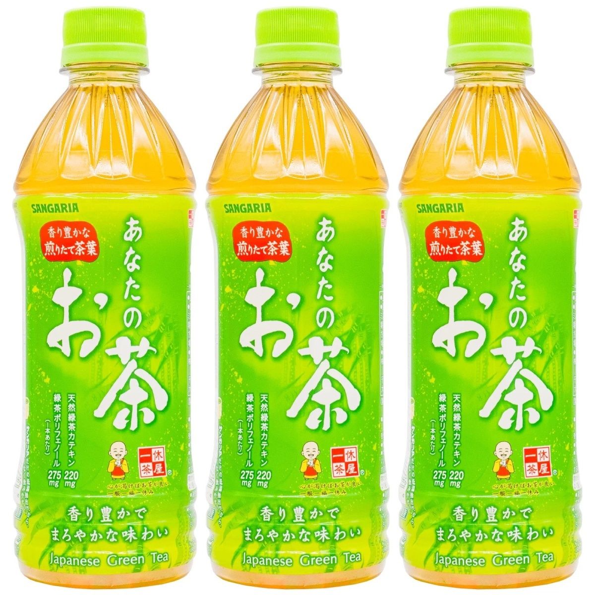 日本进口三佳利一休茶屋绿茶饮料日式无蔗糖0脂0卡网红茶饮500ml