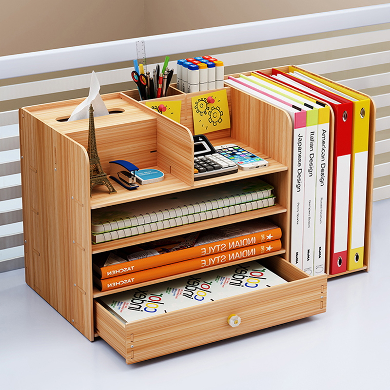 办公桌上简易书架多层抽屉式学生