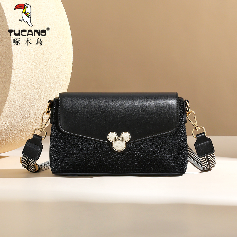 啄木鸟包包女士2024新款拼接设计百搭腋下包高级感单肩斜挎小方包
