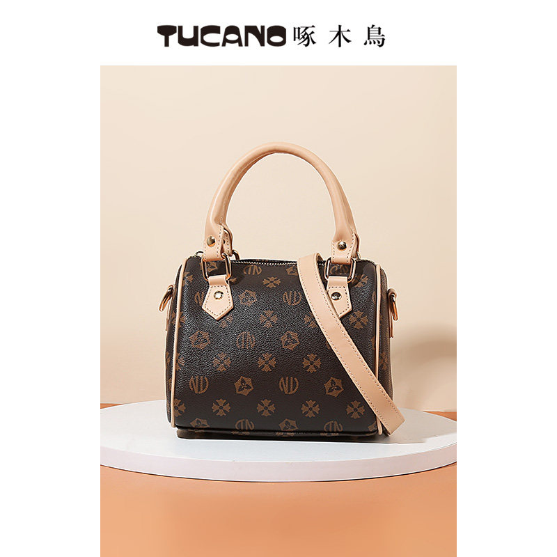 啄木鸟2022新款夏季时尚波士顿包单肩手提包女小众百搭印花斜挎包