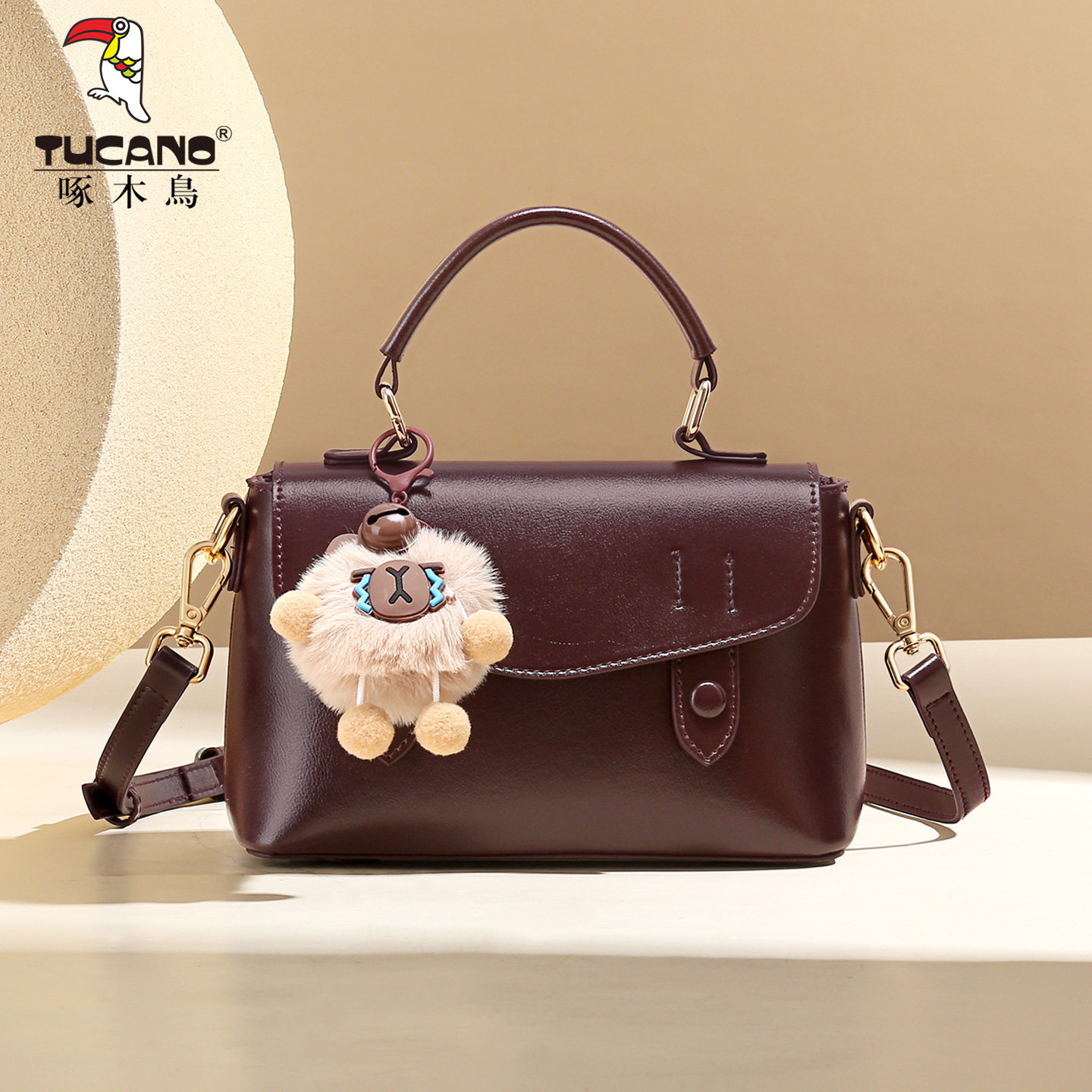 啄木鸟包包女2025新款秋冬季高级感复古时尚手提小方包单肩斜挎包