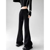 大码 女胖妹妹高腰显瘦mm宽松阔腿抽绳运动卫裤 美式 复古微喇休闲裤