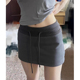 大码 包臀灰色半身短裙女胖妹妹宽松显瘦mm休闲遮胯抽绳a字运动裙