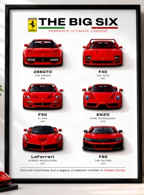 Ferrar！法拉li经典超跑旗舰相框车迷礼物收藏情怀车周边装饰画框