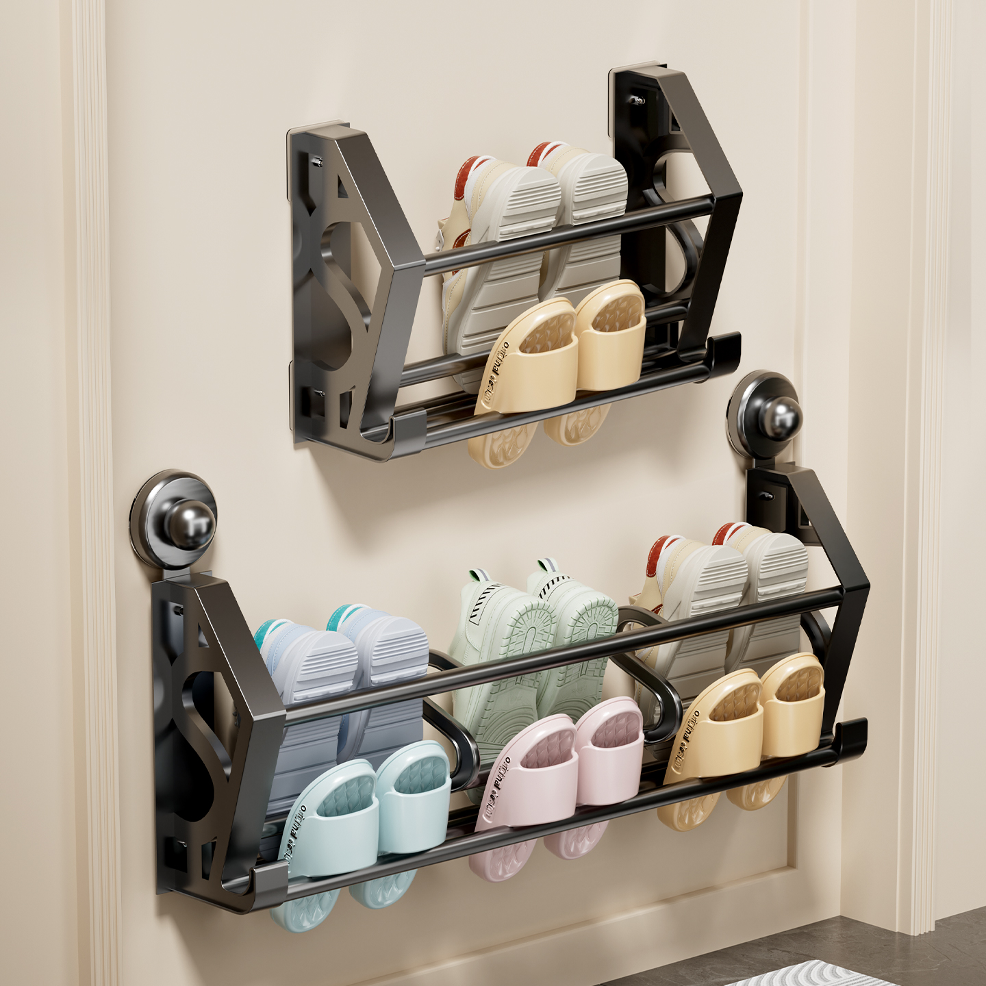 吸盘拖鞋架入户门后免打孔壁挂式