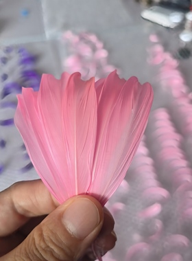 上浆仿点翠羽毛鹅毛染色研学团建DIY饰品点翠工艺粉色精选大荷花