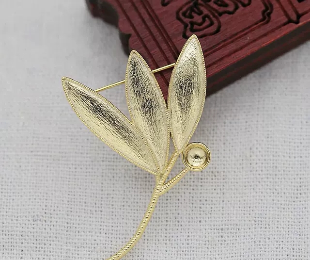 胎低仿点翠工艺玉兰花蜻蜓银杏叶胸针纯铜饰品配件手工DIY材料24K