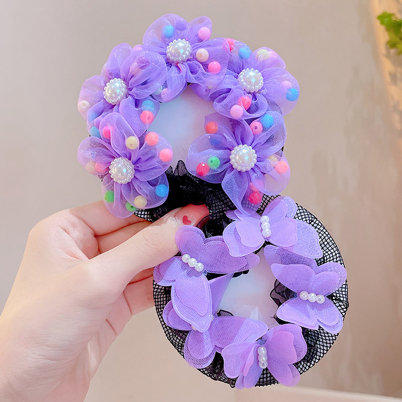 Lưới tóc biểu diễn khiêu vũ trẻ em lưới búi tóc bé gái lưới búi tóc phụ kiện tóc tóc búi tóc phụ kiện tóc thần thánh búi tóc bé gái