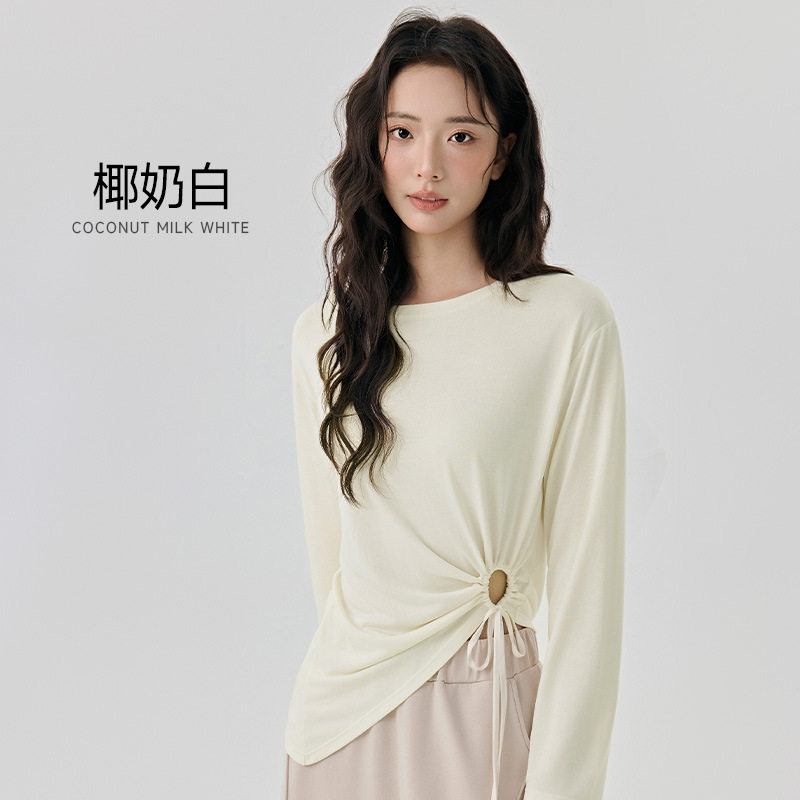 桃花黛抽绳高弹可外穿长袖