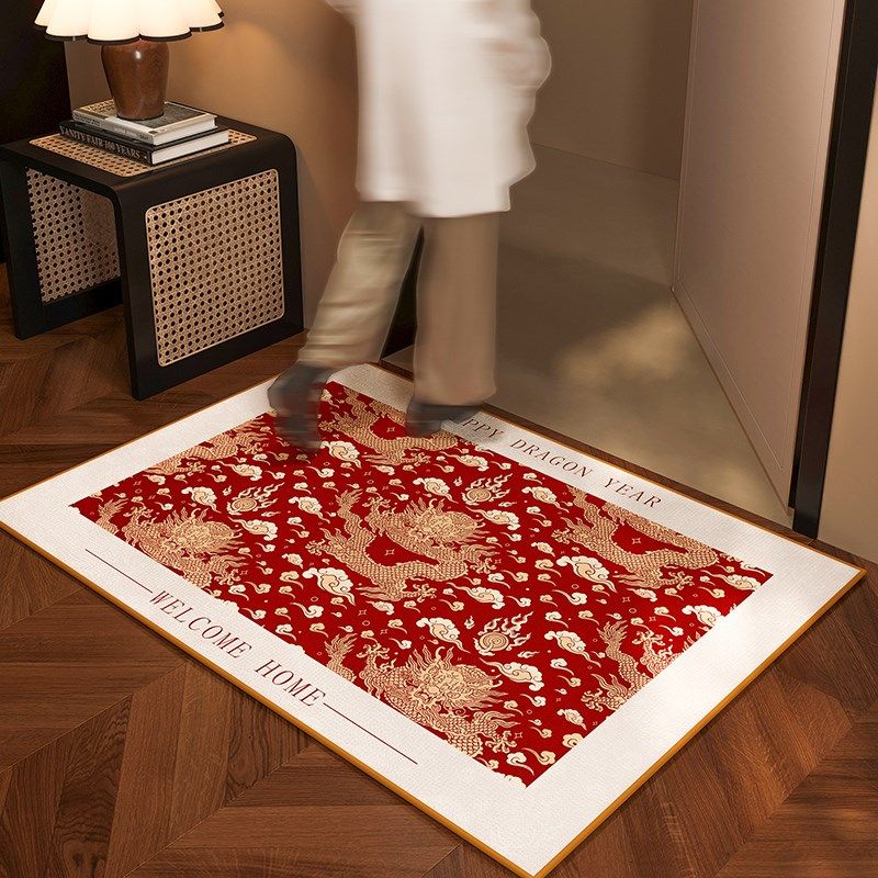 新中式喜庆红色入户地垫防滑耐脏玄关脚垫氛围感门口进门垫红石榴,居家布艺,入户地垫,淘宝优惠券,粉丝福利购,淘宝优惠卷