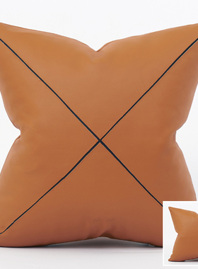 现代简约风皮沙发抱枕方形靠垫客厅高档轻奢靠背枕头橙色腰枕靠枕