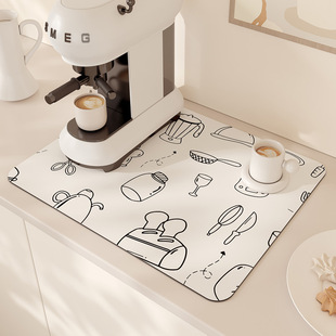 厨房台面碗筷专用沥水垫吧台杯子碗盘茶台洗手台化妆室吸水凉垫速