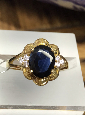 18K金镶嵌天然蓝宝石戒指女款时尚百搭气质高级富态感百搭