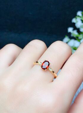 925银酒红色小蛮腰石榴石戒指