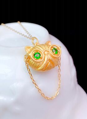 古法金925银镶嵌透辉石精工吊坠