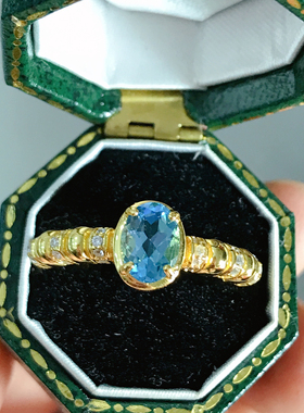 925银戒指手工镶嵌天然托帕石创意银戒指指环