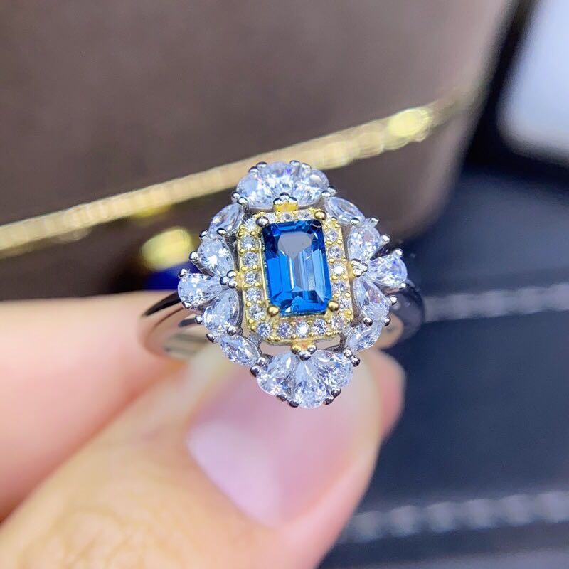 925银18k金祖母绿切工托帕石戒指