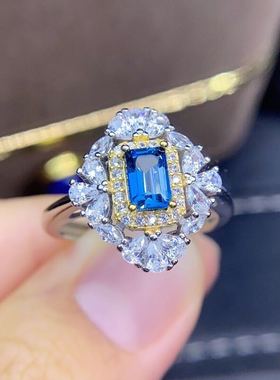 925银18k金祖母绿切工托帕石戒指