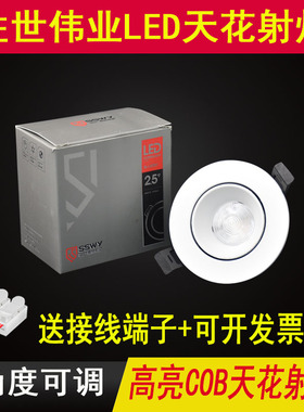 胜世伟业led筒射灯COB天花灯客厅嵌入式孔灯7W12W洞灯8开孔7.5cm