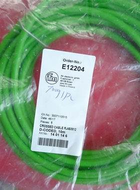 IFM E12204 易福门工业以太网连接线  M12 4芯 RJ45 10米 D-code