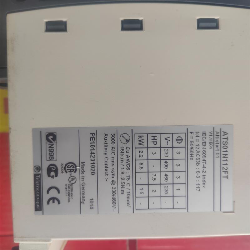 软启ATS01N112FT 12 A 单相, 230V or 三相, 200&amp;helli询
