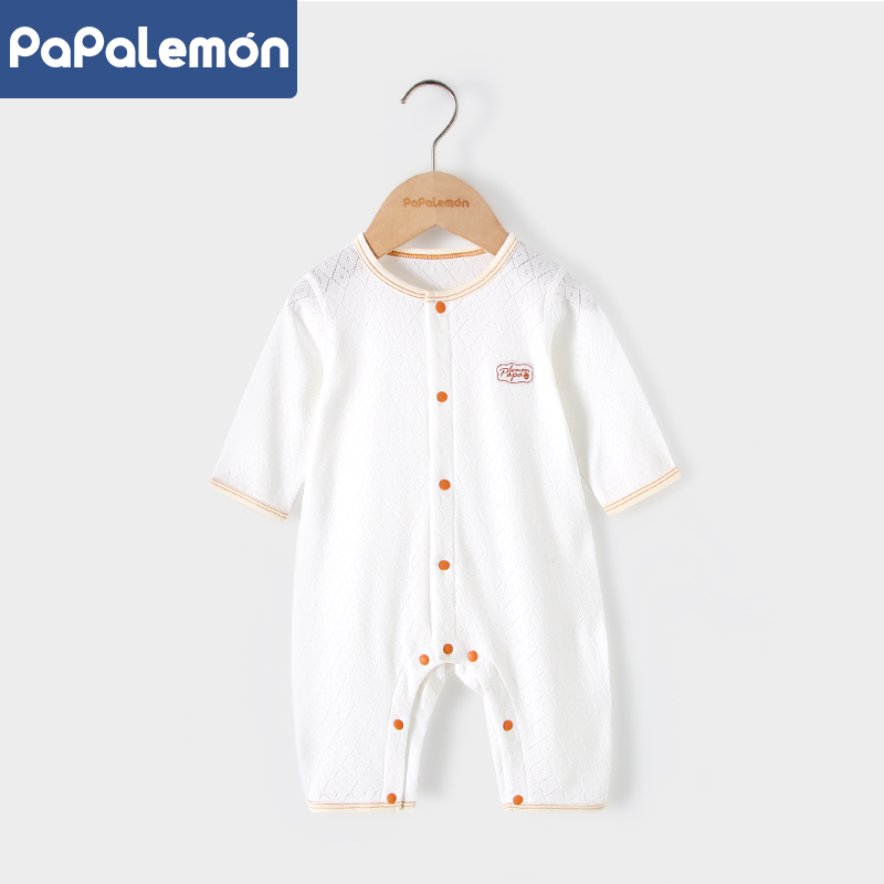 柠檬爬爬婴儿夏季纯棉长袖哈衣