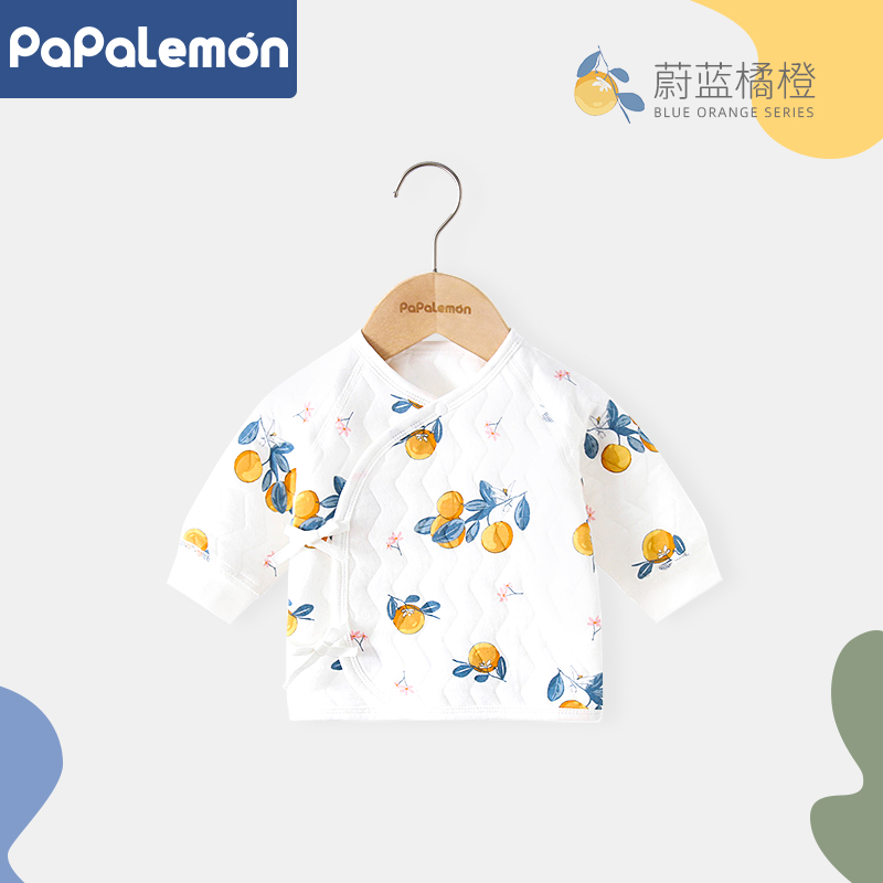 柠檬爬爬新生儿秋冬夹丝半背上衣