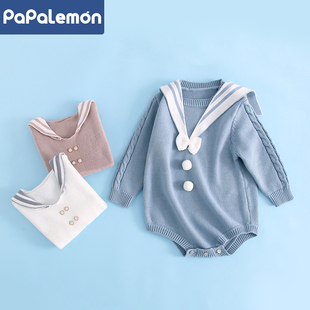 毛衣 针织连体衣宝宝可爱包屁衣爬服长袖 PAPA LEMON新生婴儿儿秋装