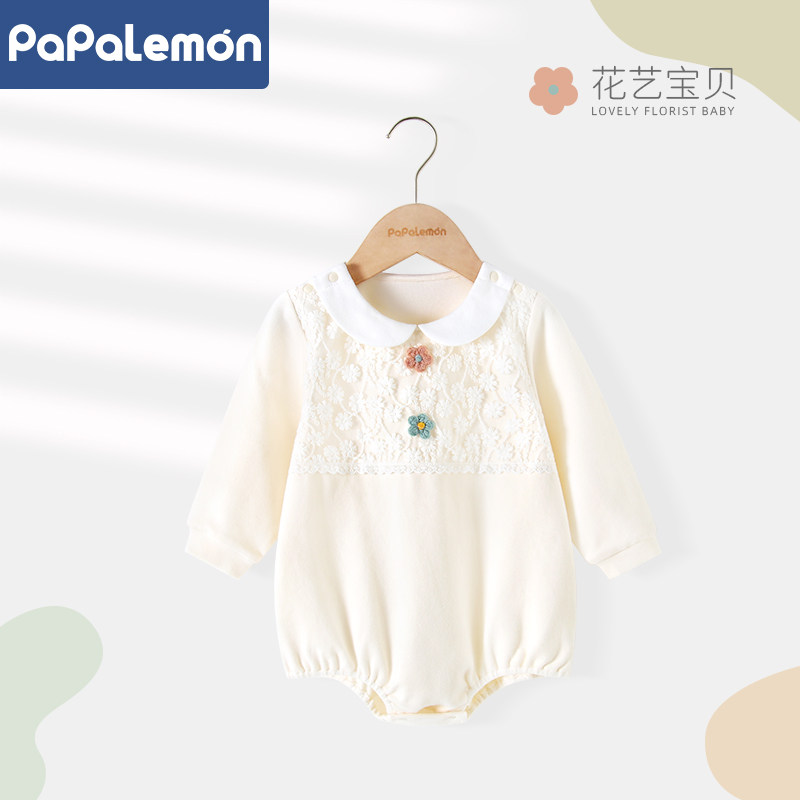柠檬爬爬新生婴儿包屁衣春秋季女宝宝衣服连体衣外出哈衣三角爬服