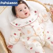 柠檬爬爬婴幼儿衣服秋冬女宝宝连体衣新生儿夹棉保暖哈衣爬服冬装