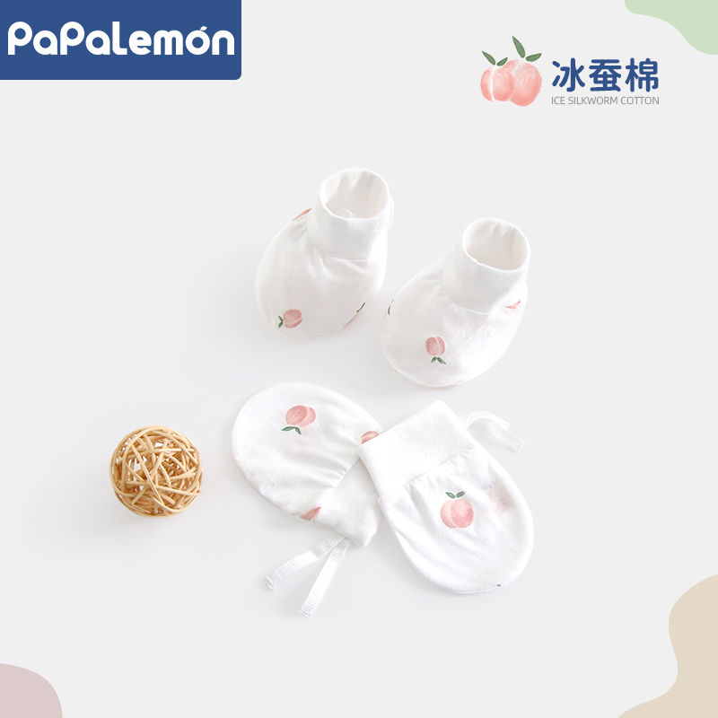 PAPALEMON透气纯棉防抓手套鞋子
