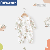 柠檬爬爬婴儿连体衣服纯棉春秋季 女宝宝早秋可爱外出哈衣爬服秋装