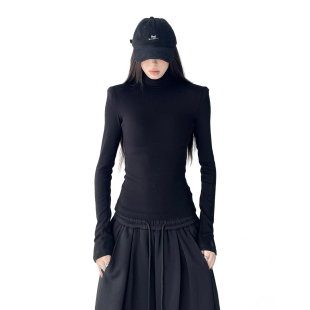 肌底衣外穿2025新款 加绒内搭修身 上衣 女士秋冬季 黑色高领打底衫