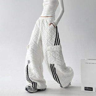 女宽松长裤 简约夹棉侧口袋阔腿休闲棉裤 新款 木昱子自制2025秋冬季