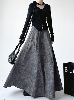 扎染半身裙女2026春秋季新款女装爆款设计感秋装显瘦超好看a字裙